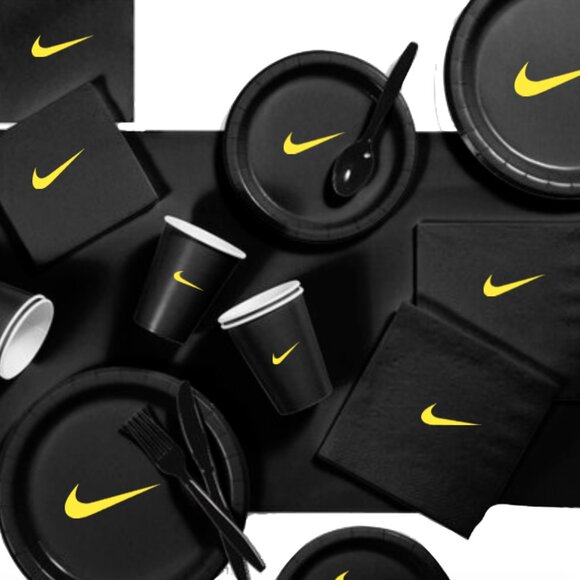 Custom Sw00sh Party, Birthday Party Dinnerware Set of 60 total pieces-Black - Picture 3 of 5